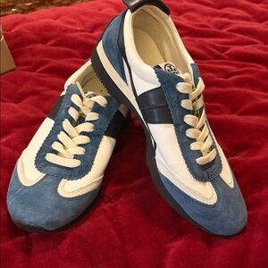 Tory Burch Blue and White Sneakers
